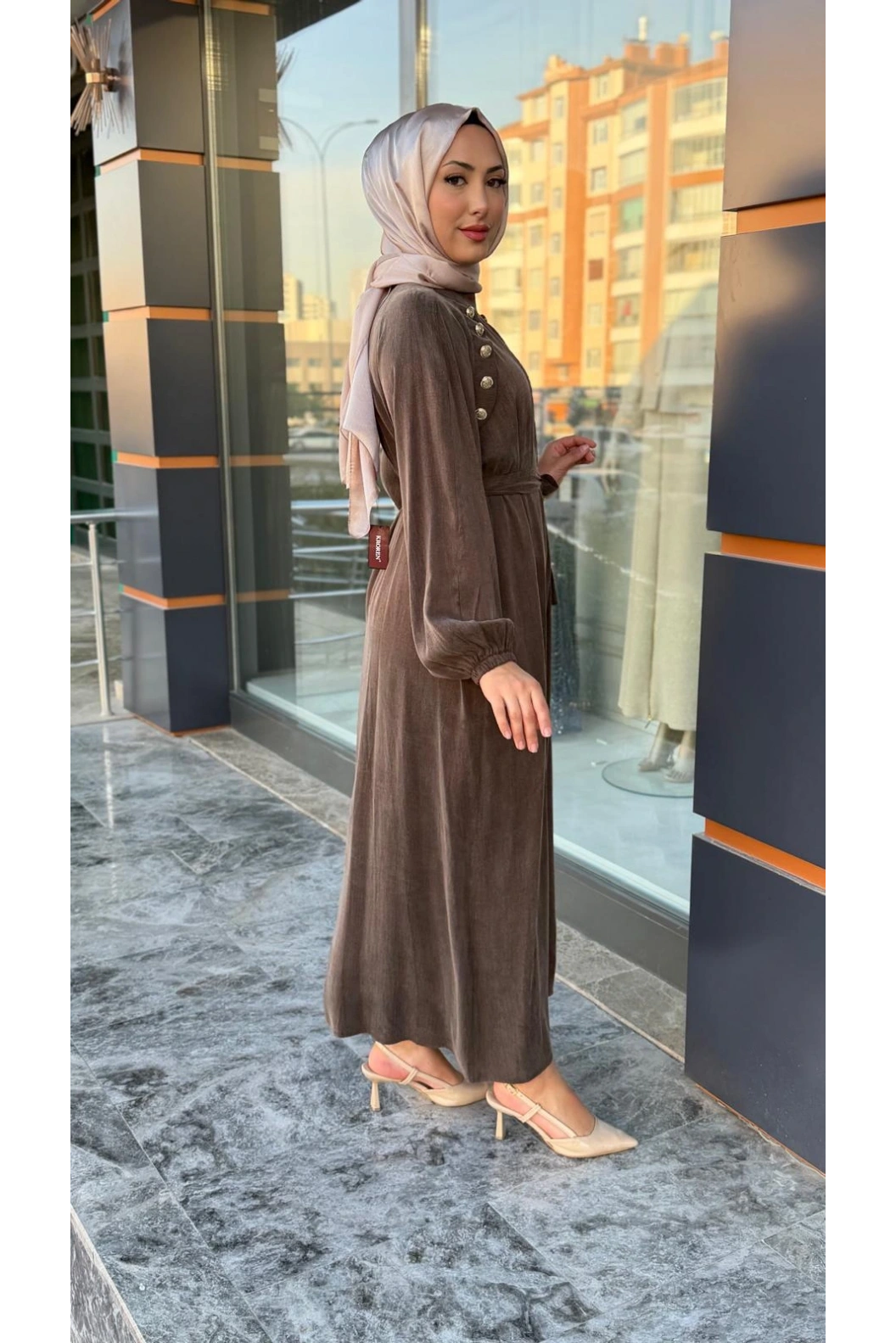 QASHE-KUPRA ELBİSE KAHVE