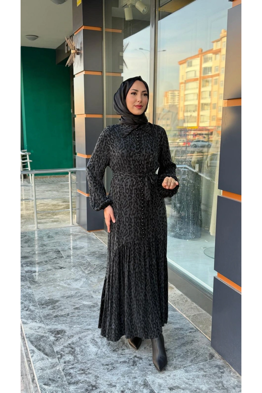 QASHE-KUPRA ELBİSE SİYAH