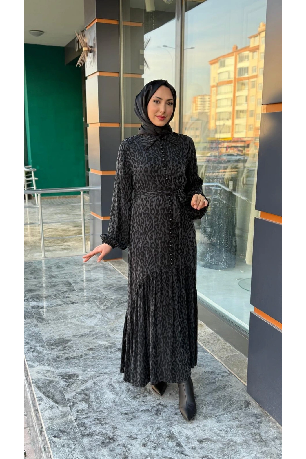 QASHE-KUPRA ELBİSE SİYAH