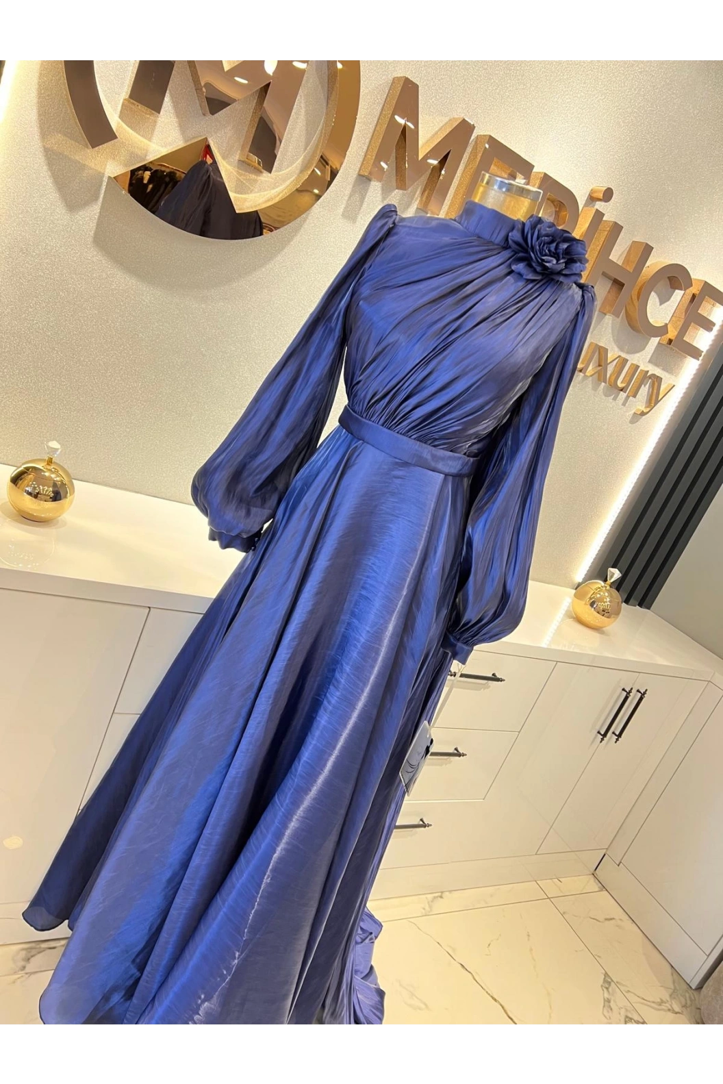 QRLİNE-JANJAN ELBİSE LACİVERT