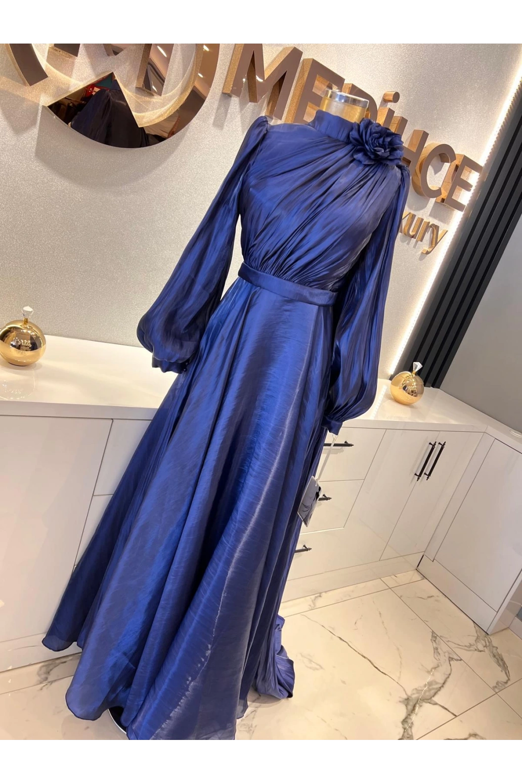 QRLİNE-JANJAN ELBİSE LACİVERT