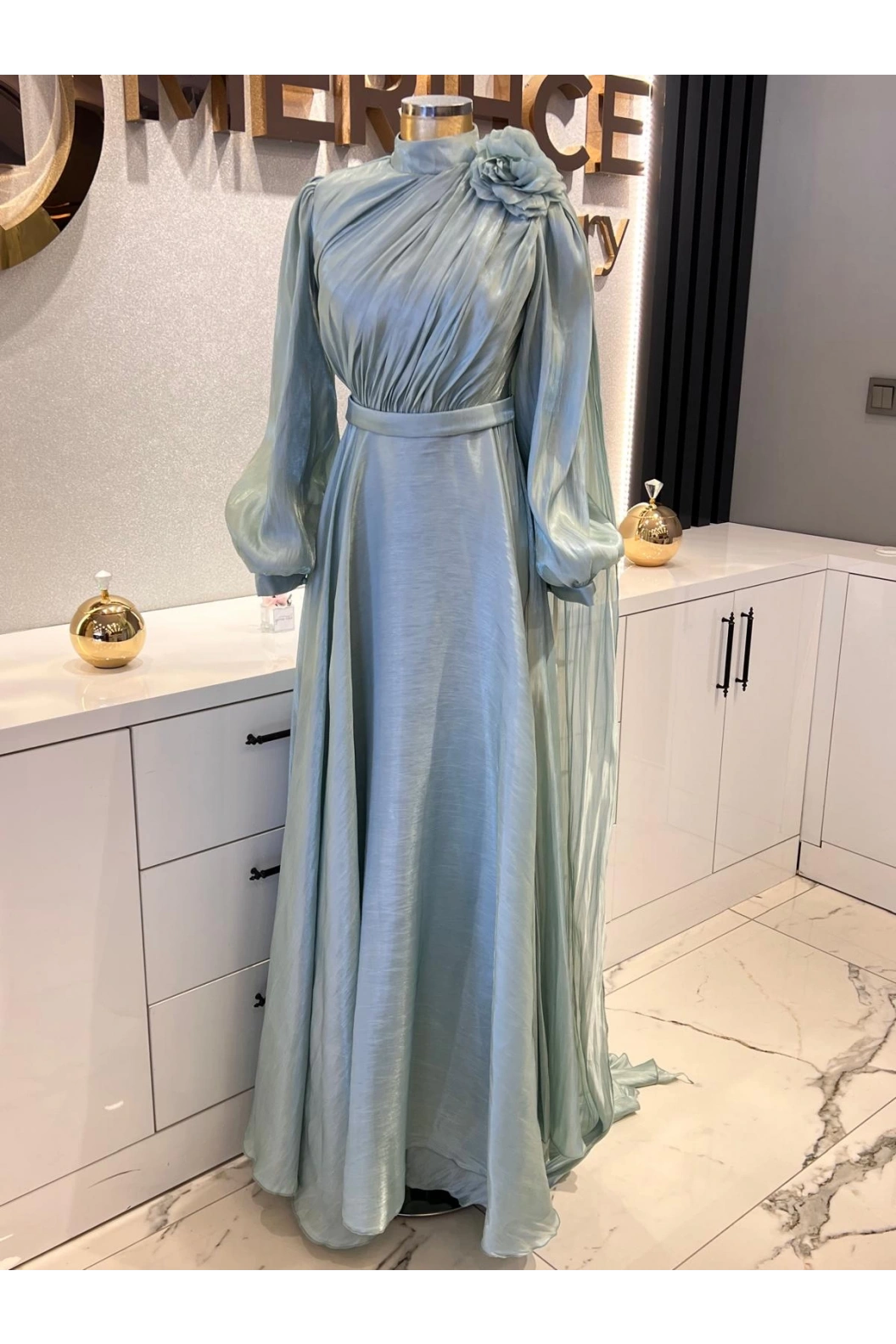 QRLİNE-JANJAN ELBİSE YEŞİL