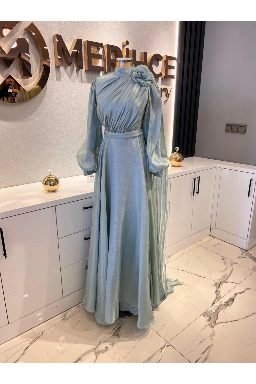 QRLİNE-JANJAN ELBİSE YEŞİL