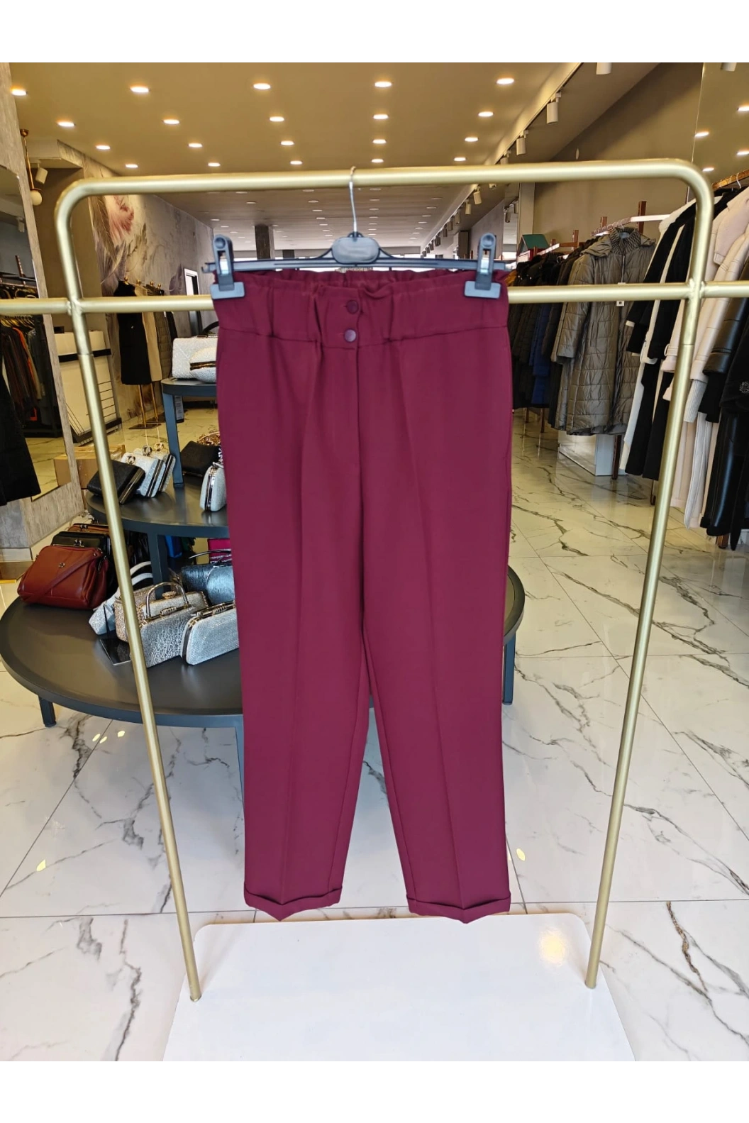 SENTEZ-BELİ LASTİKLİ DOUBLE PAÇA BORDO