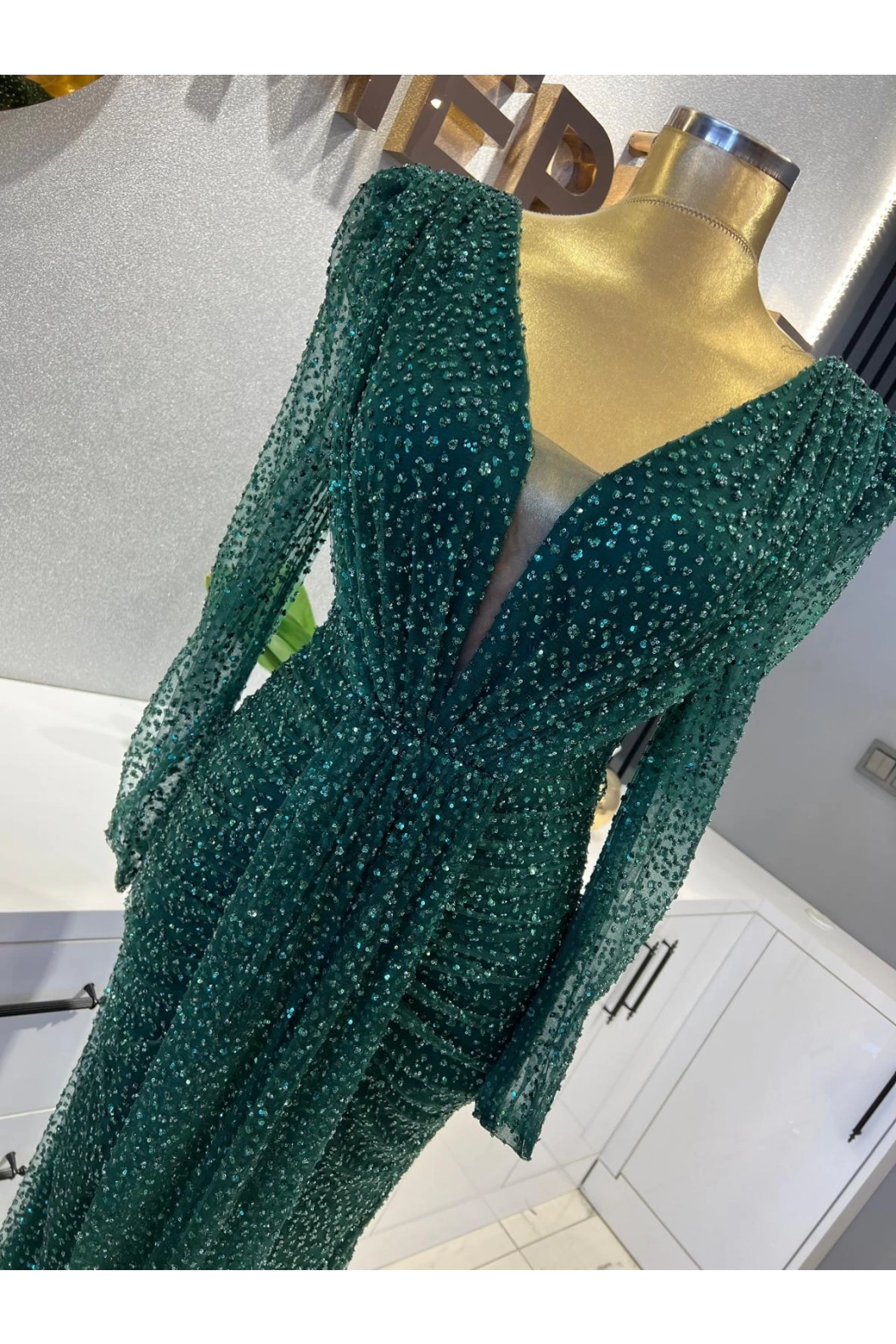 SERİN-PUL DETAYLI ELİSE YEŞİL