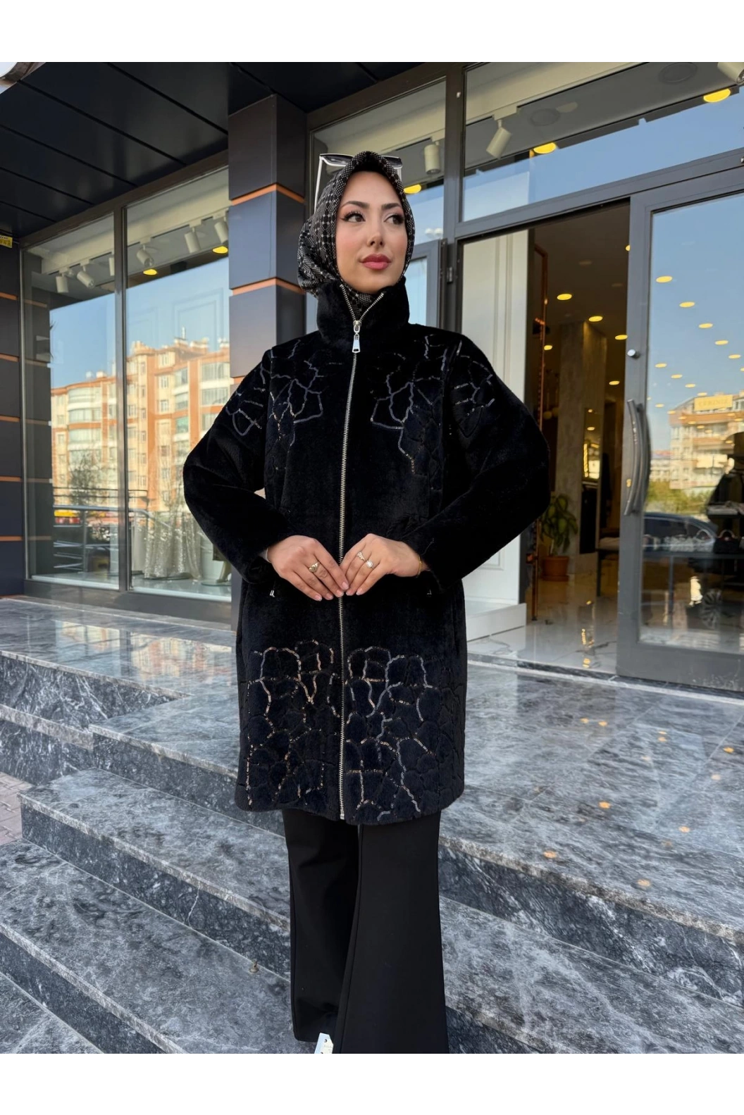SOLİS-ANGORA NAKIŞLI KABAN SİYAH