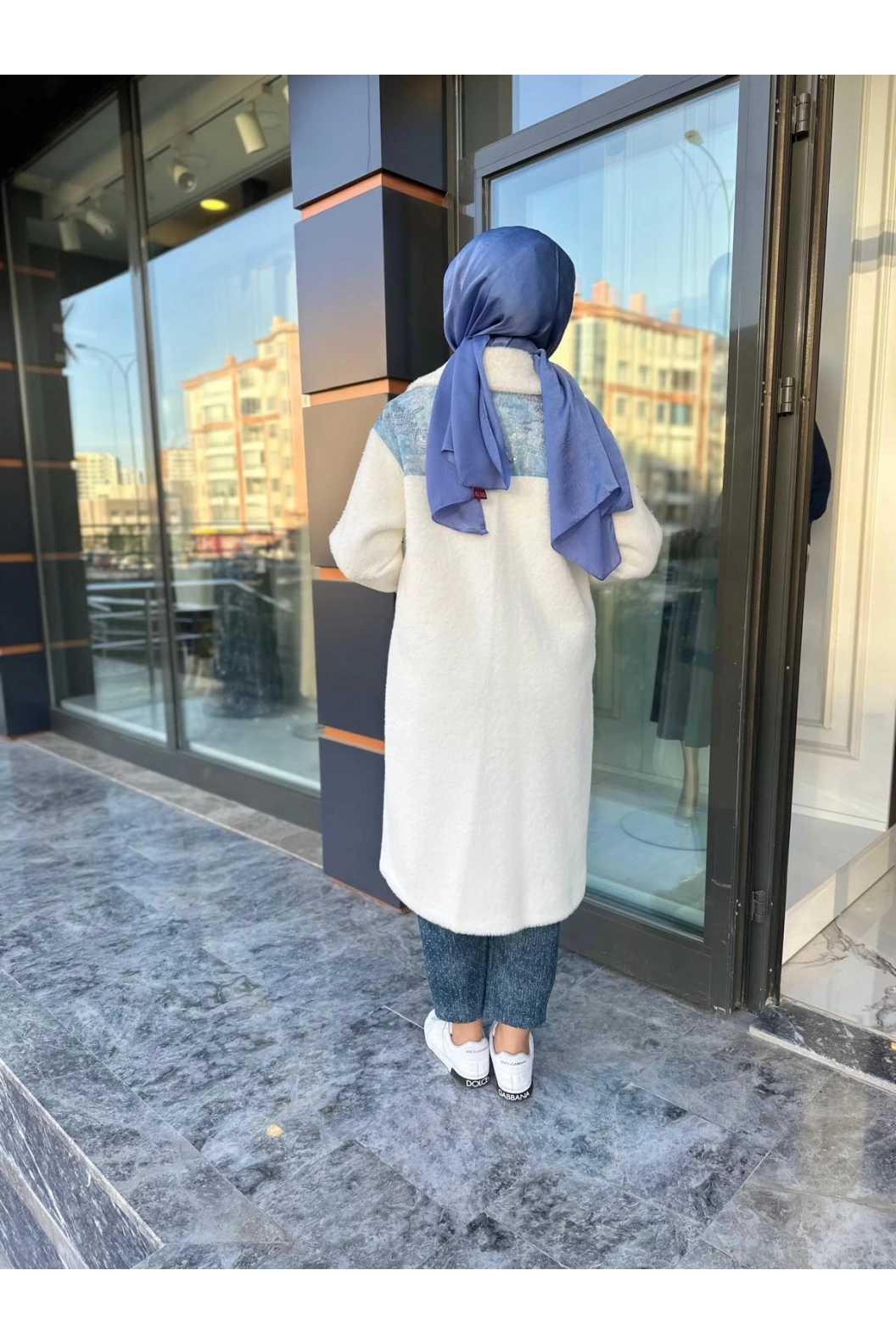 SOLİS-KOT DETAYLI ANGORA KABAN BEYAZ