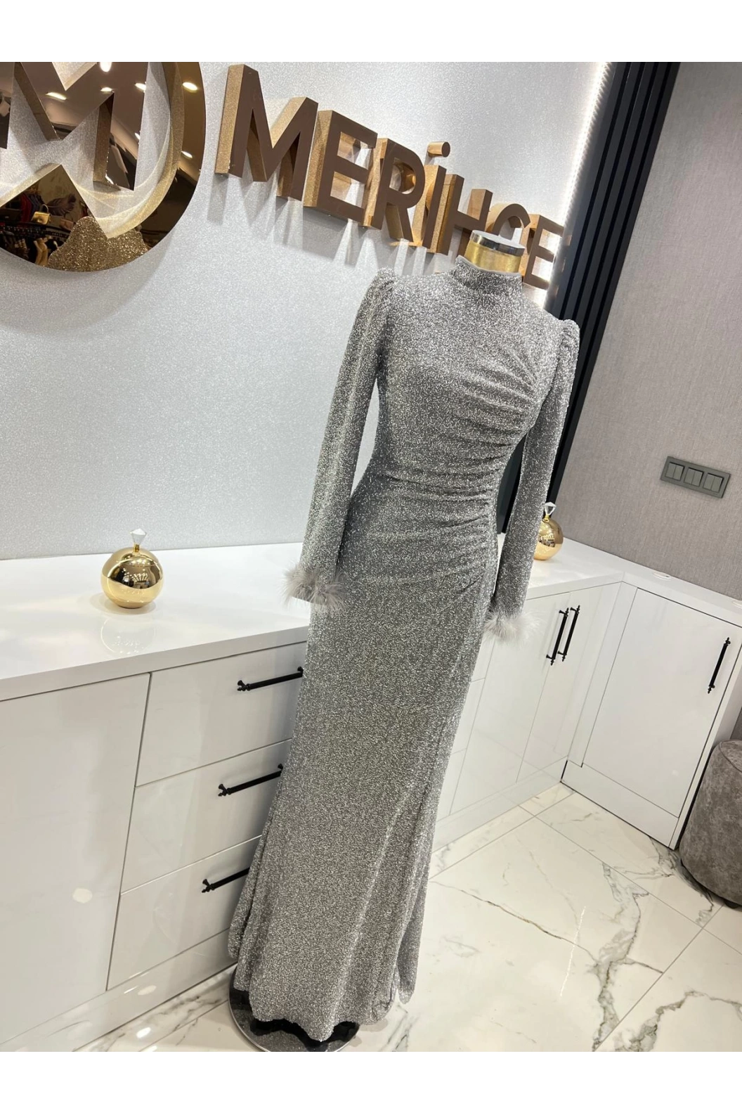 TUAY-PAYET ABİYE ELBİSE GRİ