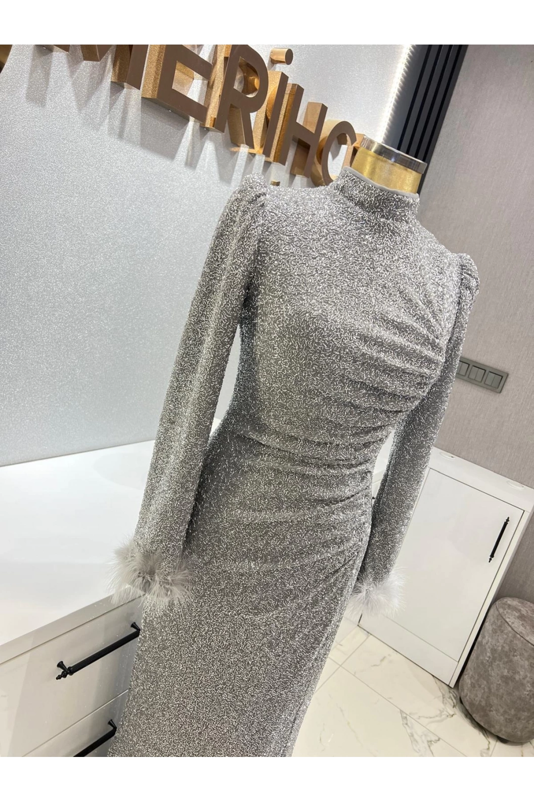 TUAY-PAYET ABİYE ELBİSE GRİ