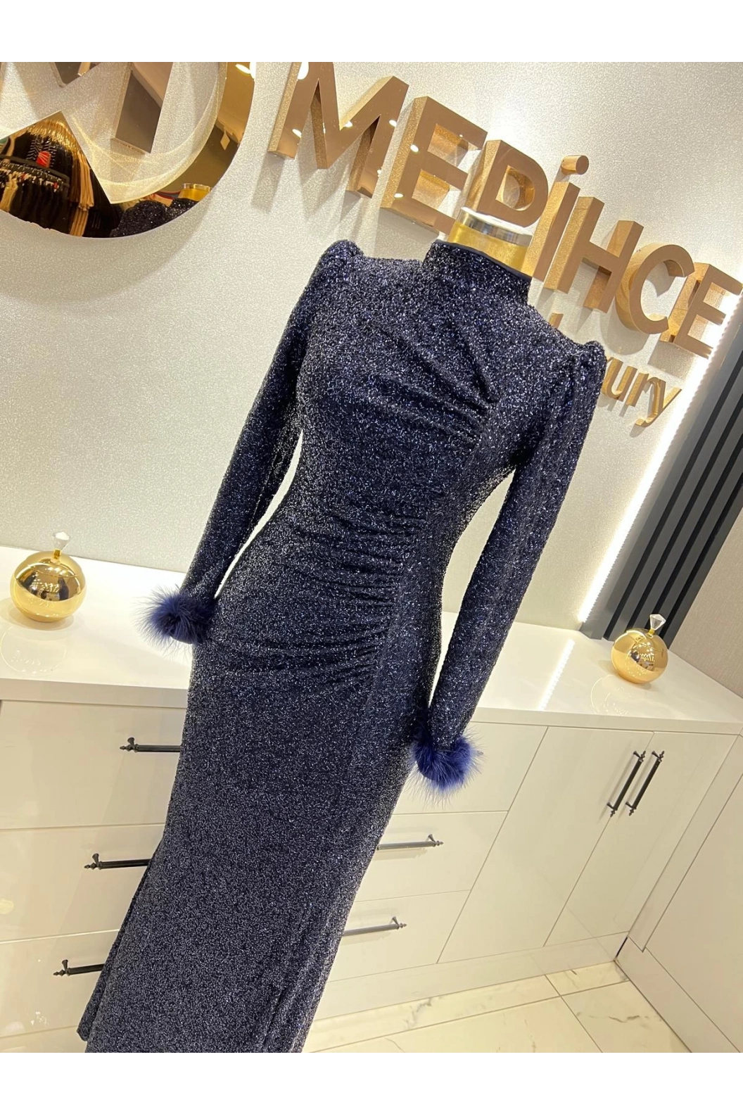 TUAY-PAYET ABİYE ELBİSE LACİVERT