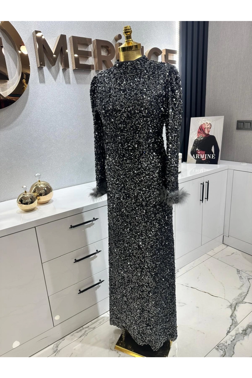 TUAY-PULPAYET ABİYE ELBİSE ANTRASİT