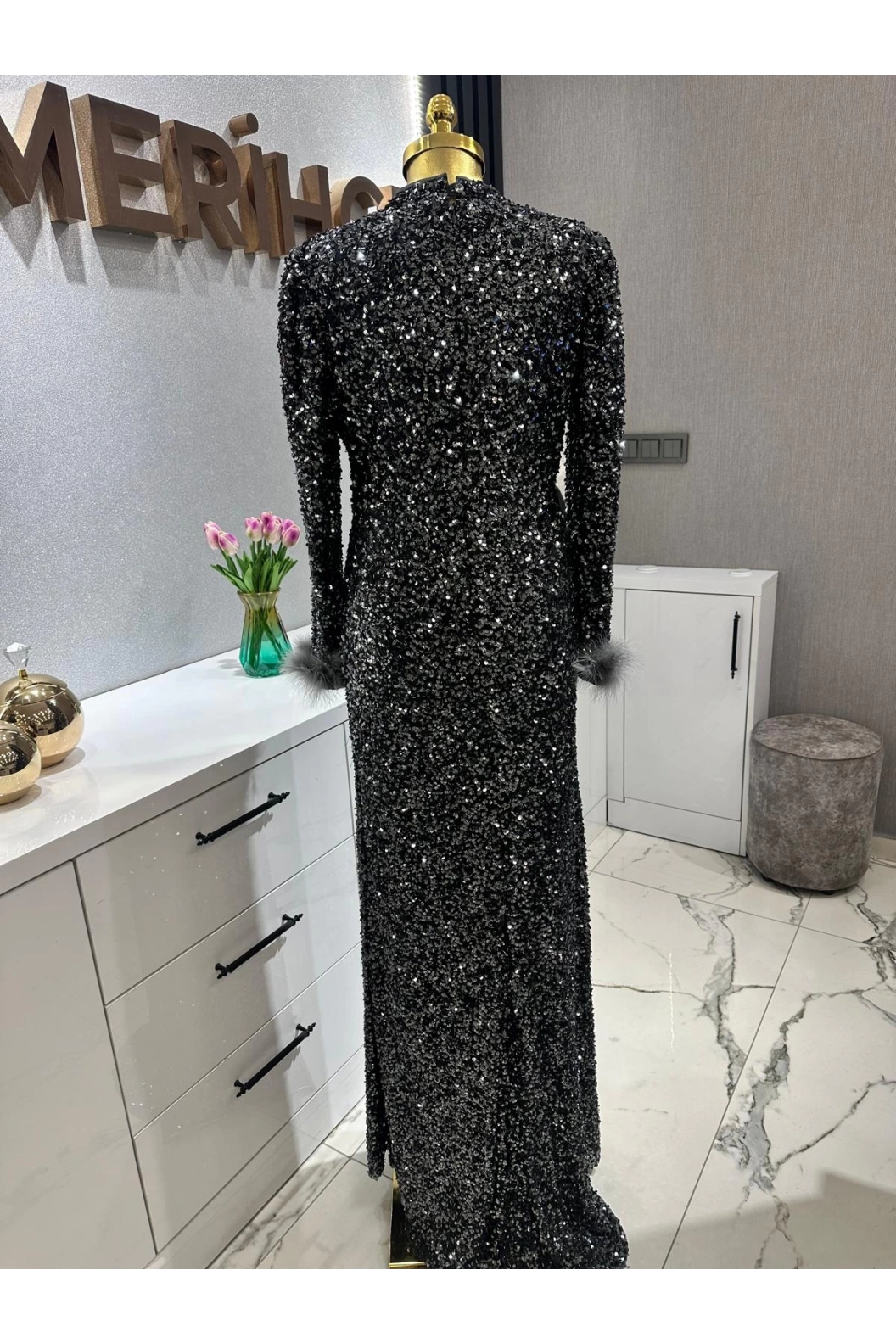 TUAY-PULPAYET ABİYE ELBİSE ANTRASİT