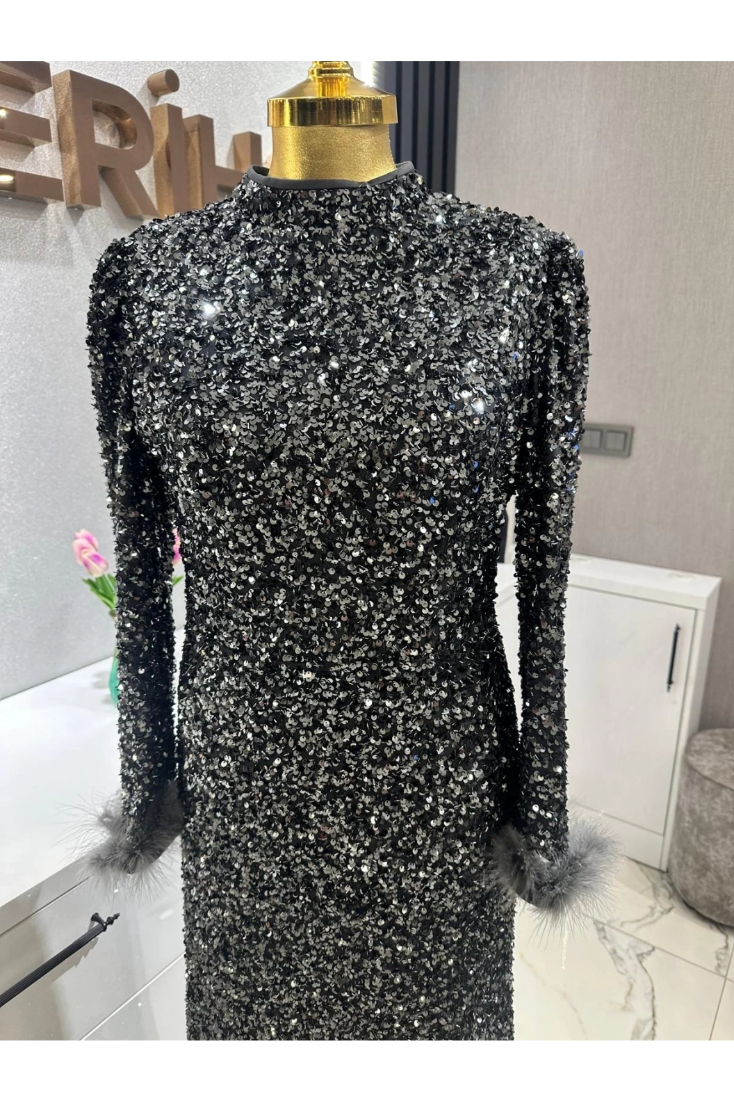 TUAY-PULPAYET ABİYE ELBİSE ANTRASİT