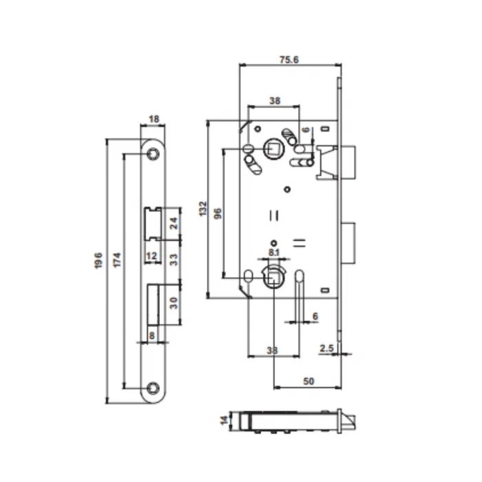 H50.05 SESSİZ KİLİT WC MAT SİYAH 50/18 MM