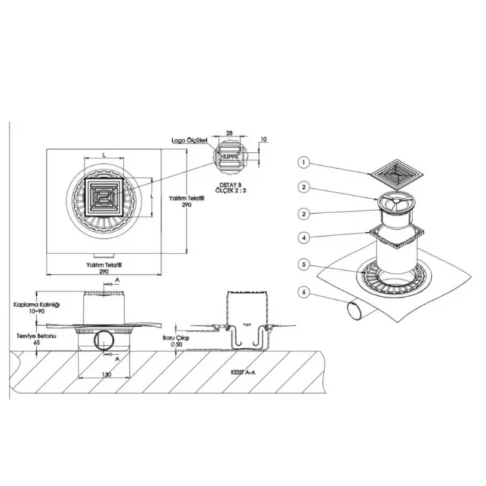 HÜPPE Master X Yalıtımlı Noktasal Su Gideri 10x10Mat Yndn