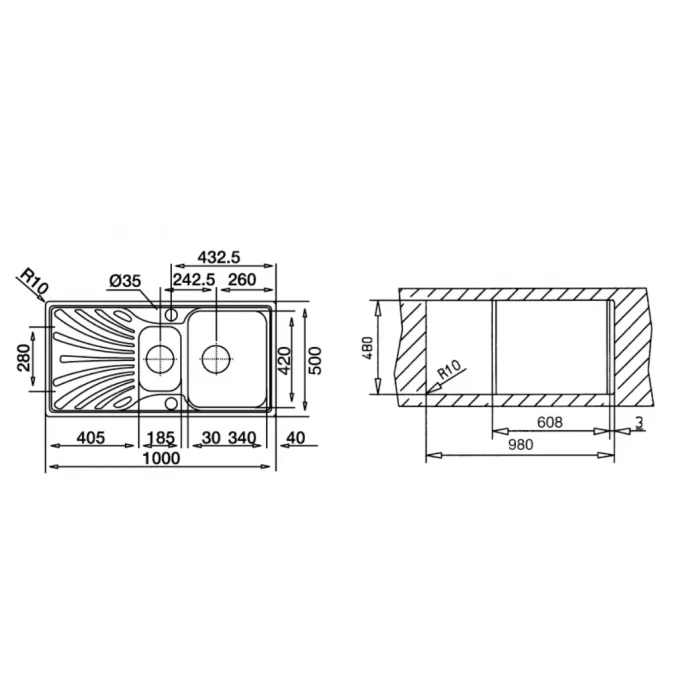 TEKA Paslanmaz Çelik Eviye Nerissa 60 B