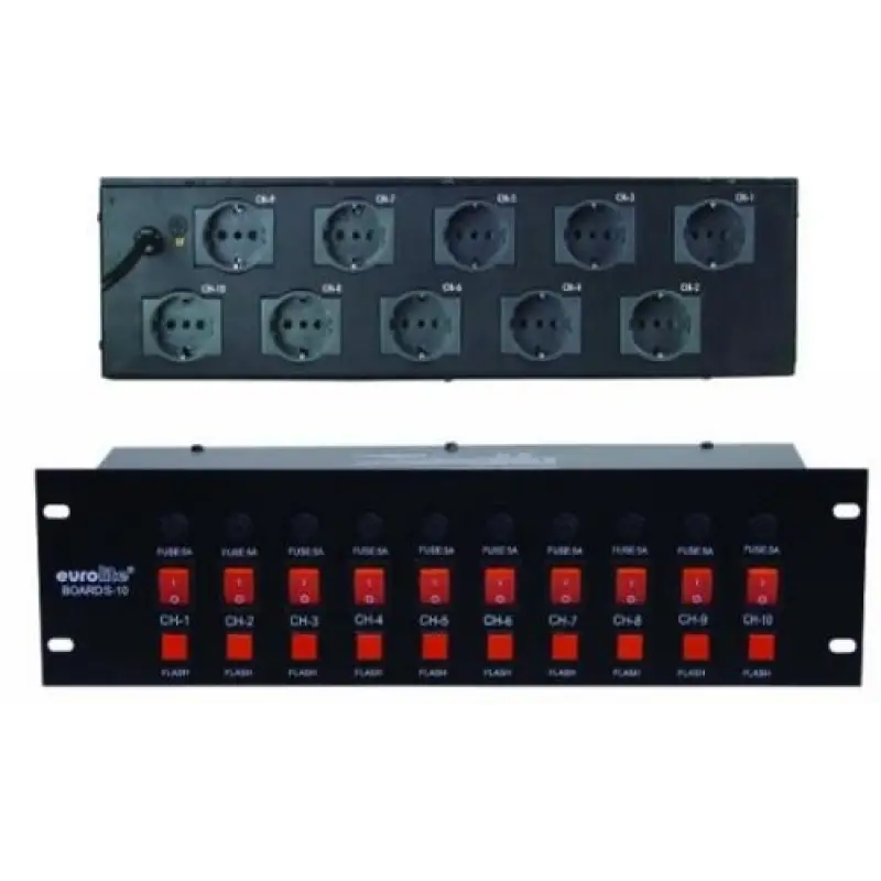 Eurolite Board 10-ST 10-kanal Schukko Priz girişli Power Kontrol Switchbox, Flash özellikli