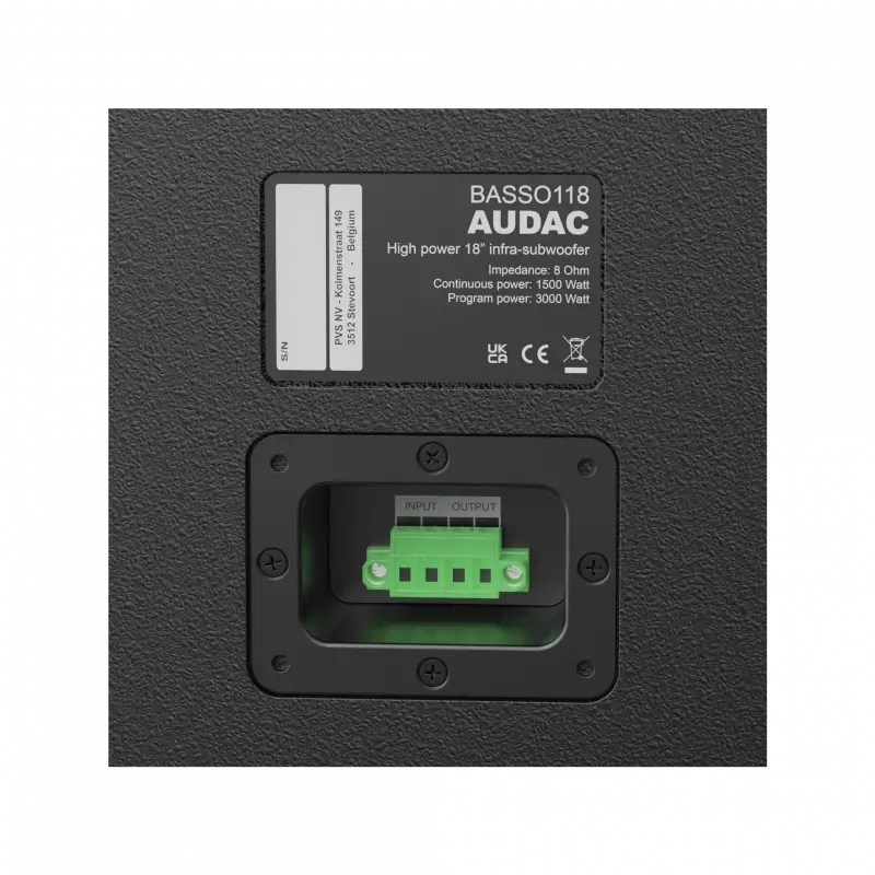 Audac BASSO118 18 Pasif Infra-Subwoofer 3000W 131 dB SPL (Siyah)