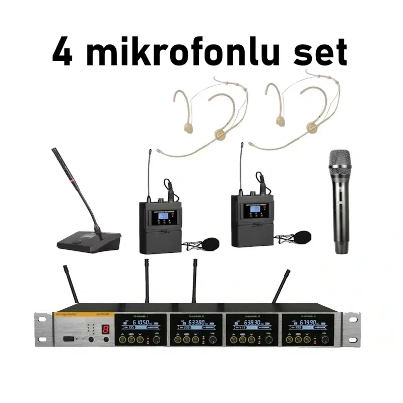 K.Meister UW-3400 BUNDLE 4 Mikrofonlu Kablosuz Mikrofon Seti