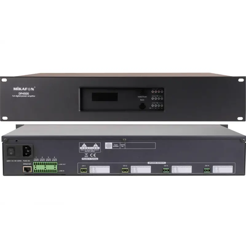 Mikafon DP4500 Power Amfi 4x250W/100V | Yönetilebilir Network IP