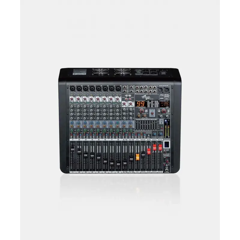 SSP PM 812L 12 Kanal Powermixer 2x650W,  Bluetooth, Usb, Recorder, Efekt