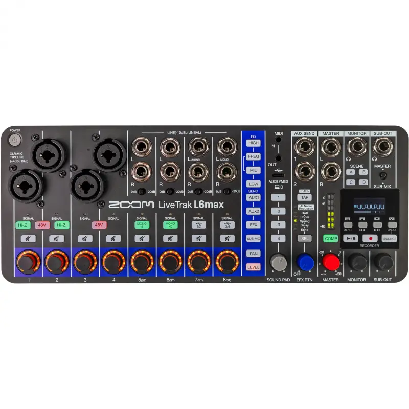 Zoom LiveTrak L6max 8-Kanal Mixer & Multitrack Kayıt Cihazı