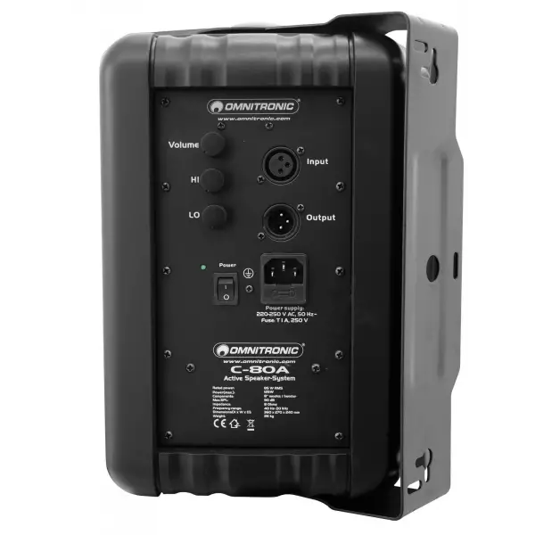 Omnitronic C80A 8 inç Aktif Duvar Hoparlör (Siyah / Beyaz)