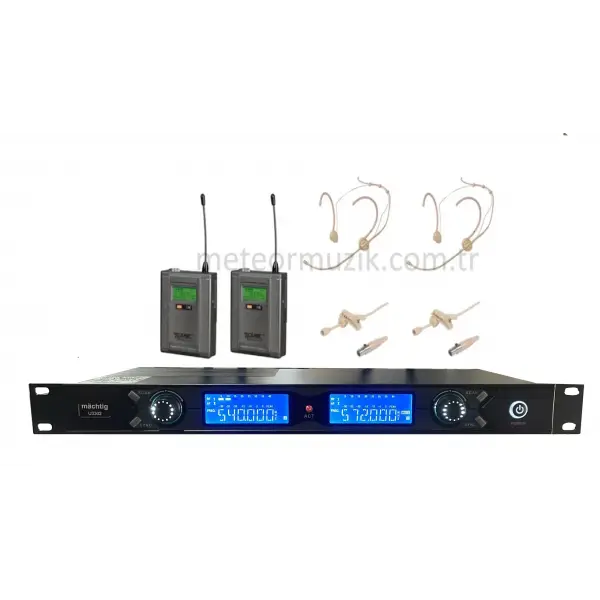 KS-3373 Çift Headset, Çift Yaka Kablosuz Mikrofon Seti, 300-metre uzun mesafe