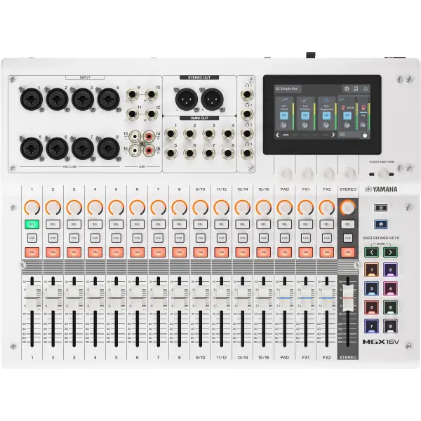 Yamaha MGX16V-W 16-kanal Dijital Ses Mikseri with 4K Video Capture / beyaz