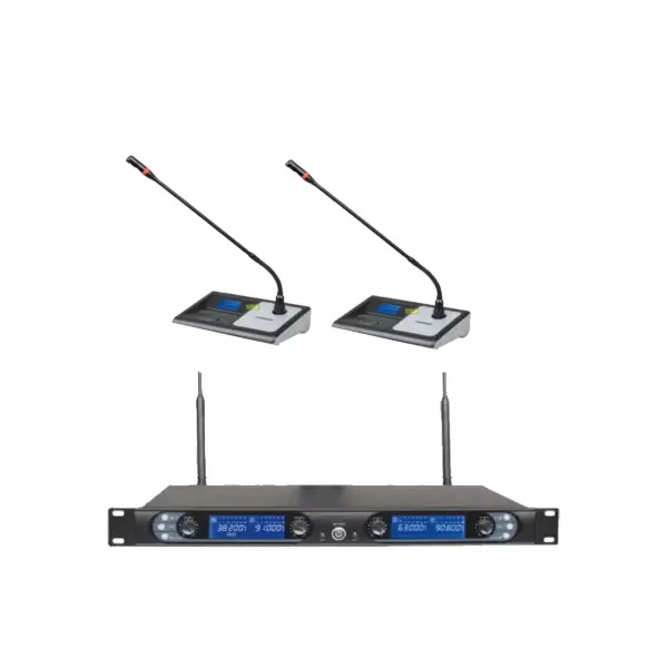 KS-3372 Çift Kürsü Mikrofonlu Kablosuz Set, 2x128-kanal, 300 metre mesafe