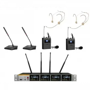 K.Meister UW-3425 4 Mikrofonlu Kablosuz Mikrofon Seti, 2 Yaka + Headset + 2 Kürsü