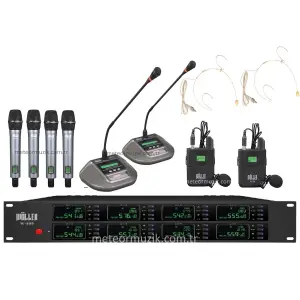 Wöller W-8000 8li 4 EL + 2 Kürsü + 2 Yaka + 2 Headset Kablosuz Mikrofon seti (8li set)