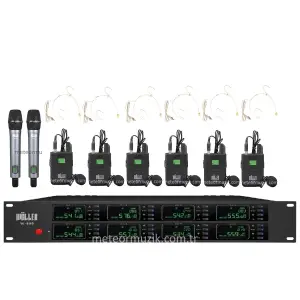 Wöller W-8001 2 EL + 6 Yaka + 6 Headset Kablosuz Mikrofon Seti (8li set)