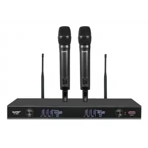 HTDZ HT-99A Çift El Kablosuz Mikrofon Seti 200 kanal Rack Montaj