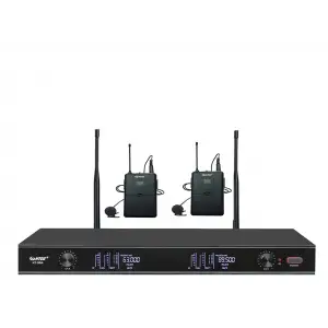 HTDZ HT-99A Çift Yaka Kablosuz Mikrofon Seti 200 kanal Rack Montaj