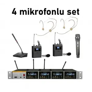 K.Meister UW-3400 BUNDLE 4 Mikrofonlu Kablosuz Mikrofon Seti