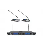 KS-3372 Çift Kürsü Mikrofonlu Kablosuz Set, 2x128-kanal, 300 metre mesafe