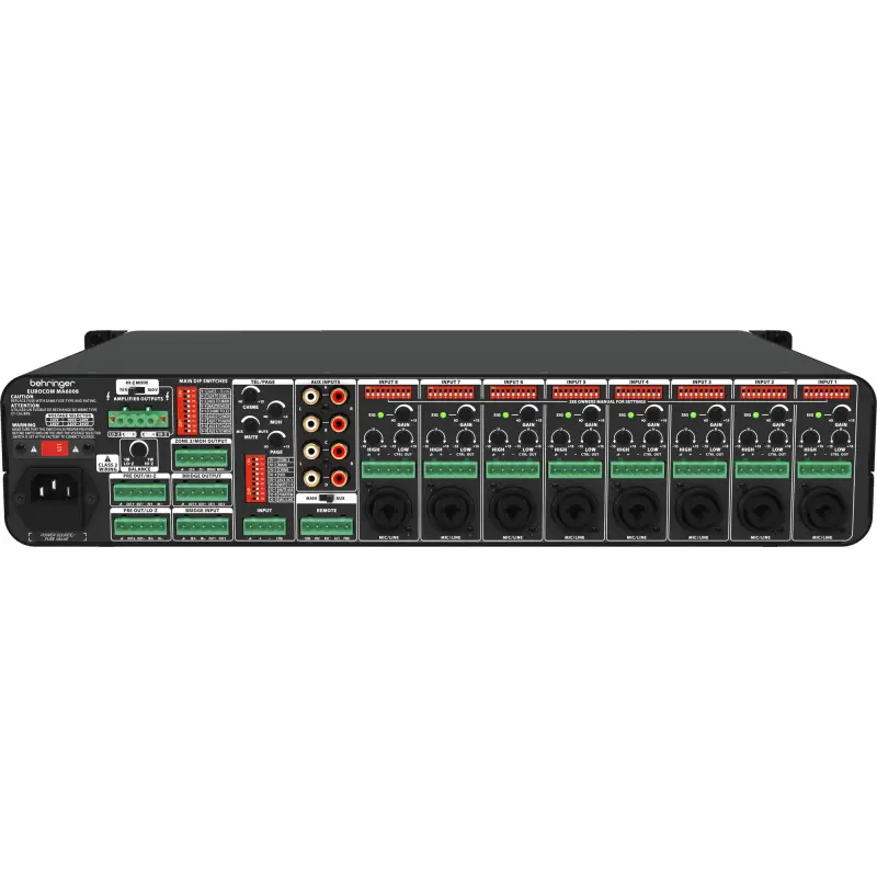 Behringer MA-6008 12 Kanal Auto Mikser Amfi 2x80W/100V 4-ohm 2-zone