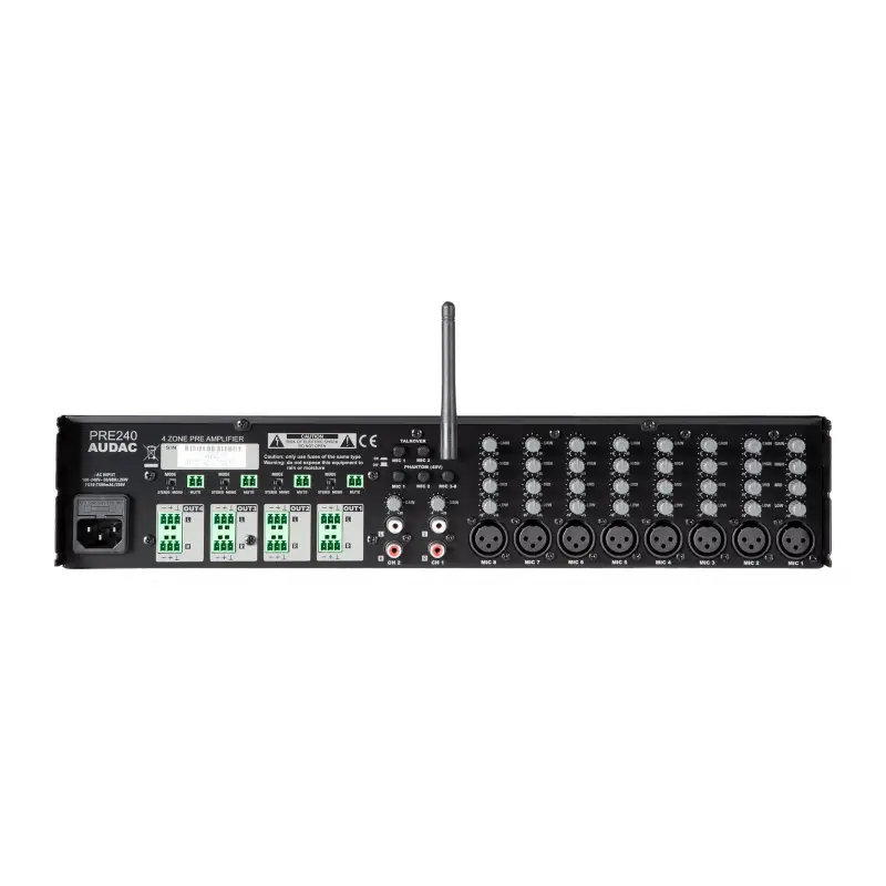 Audac PRE240 | 4-zone 10-kanal Stereo Preamplifier Mixer | Bluetooth 4.2