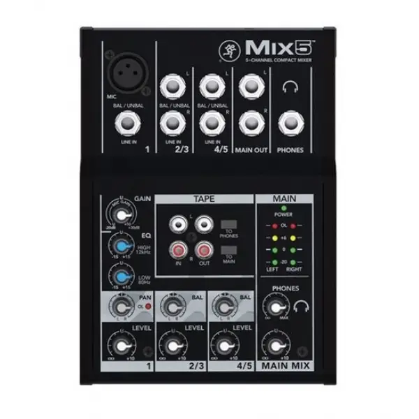 Mackie MIX5 Stüdyo Mikseri, 5 Giriş 1 Kanal Mono - 2 Kanal Stereo