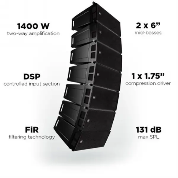 RCF HDL 6-A 2x6 Aktif Line Array Module, 1400W