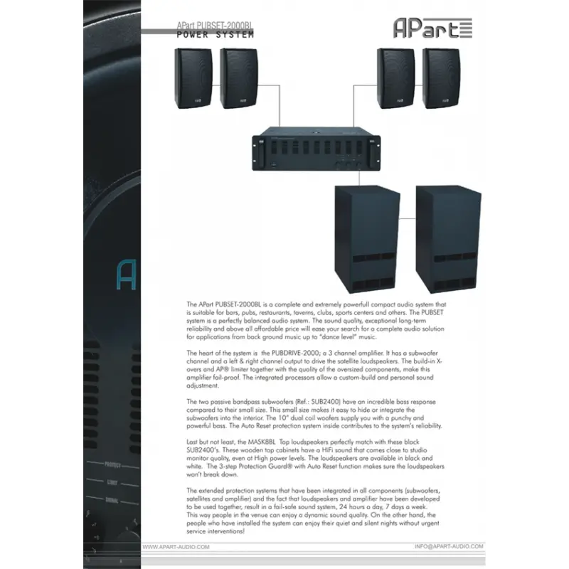 Apart Pubdrive-2000 3 Kanal Power Amfi 2x400W + 850W