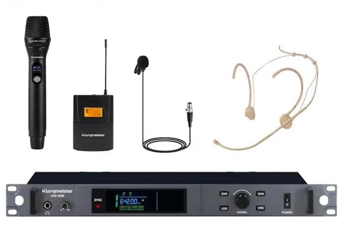 K.Meister UW-4020 EL + Yaka + Headset Full Size Kablosuz Mikrofon Seti, Gerçek Diversity, 300 metre mesafe
