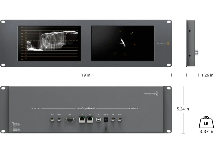 Blackmagic Design SmartScope Duo 4K Rack montajlı Çift 6G-SDI Monitör.