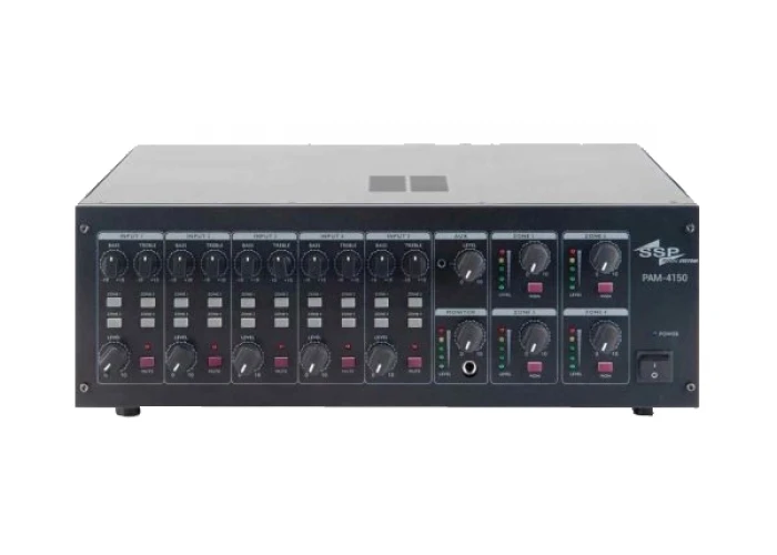 SSP PAM 4150 QUAD 4x150W/100V, 4 Zone Matrix Mikser Amfi