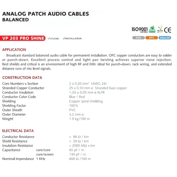 Denox DNX-BA 20 İnce Mikrofon Sinyal Kablosu 2x0,20 mm. 3.4mm. dış çap (47 metre)