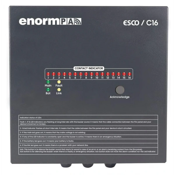 Enorm C16P Duvar Tipi Ethernet Kontak / Röle Kontrol Paneli (Acil Anons sistemini kontrol eder)