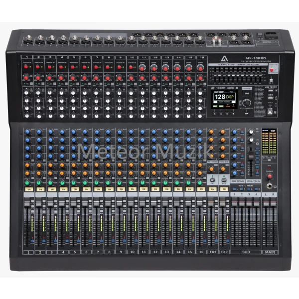 K.Meister MX-16 PRO 16-kanal Live Mikser | Çift Efekt | 6 Aux |  USB | Bluetooth