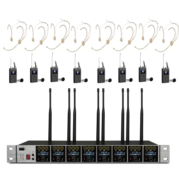 K.Meister UW-3850 8 Headset + 8 Yaka Mikrofonlu Kablosuz Set