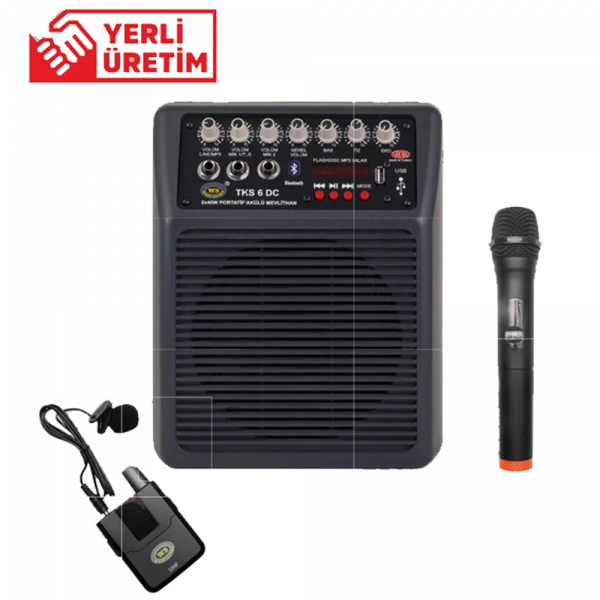 West Sound TKS6DC | 6 Portatif Akülü Amfi Hoparlör | EL + Yaka Mikrofonlu